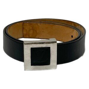 LOUIS VUITTON - Black Silver RI0094 Belt Leather Hardware
